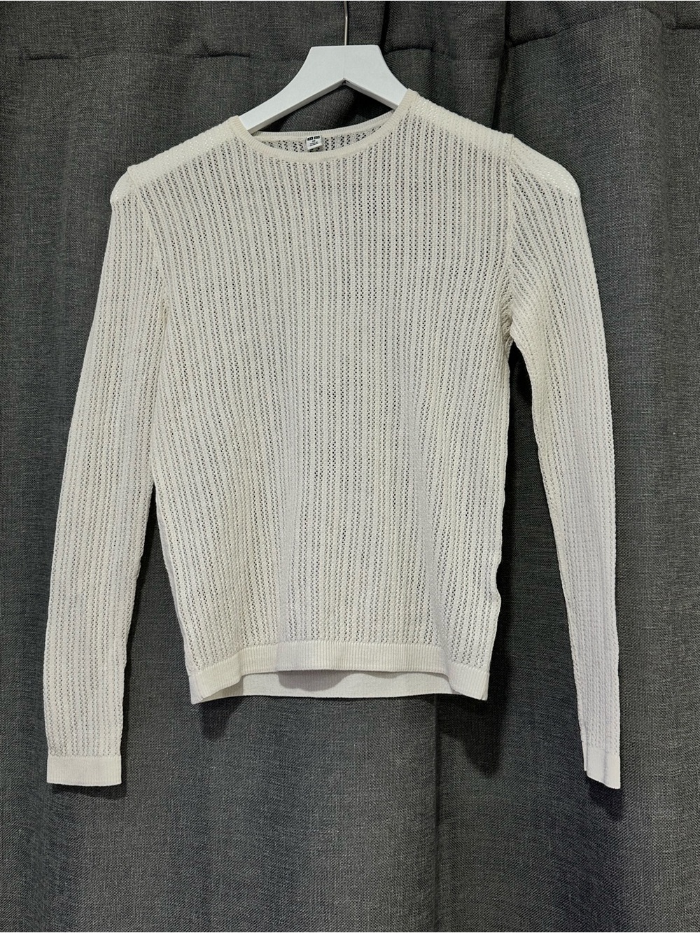 Uniqlo women Cream Open-Knit Crewneck Sweater